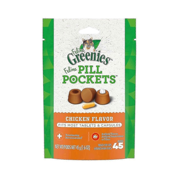 Feline Greenies лакомства за лекарства за котки, вкус Пиле, 1.6 Oz