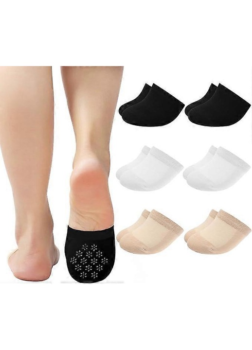 Дамски чорапи, 6 чифта, неплъзгащи се, бежови, черни, бели