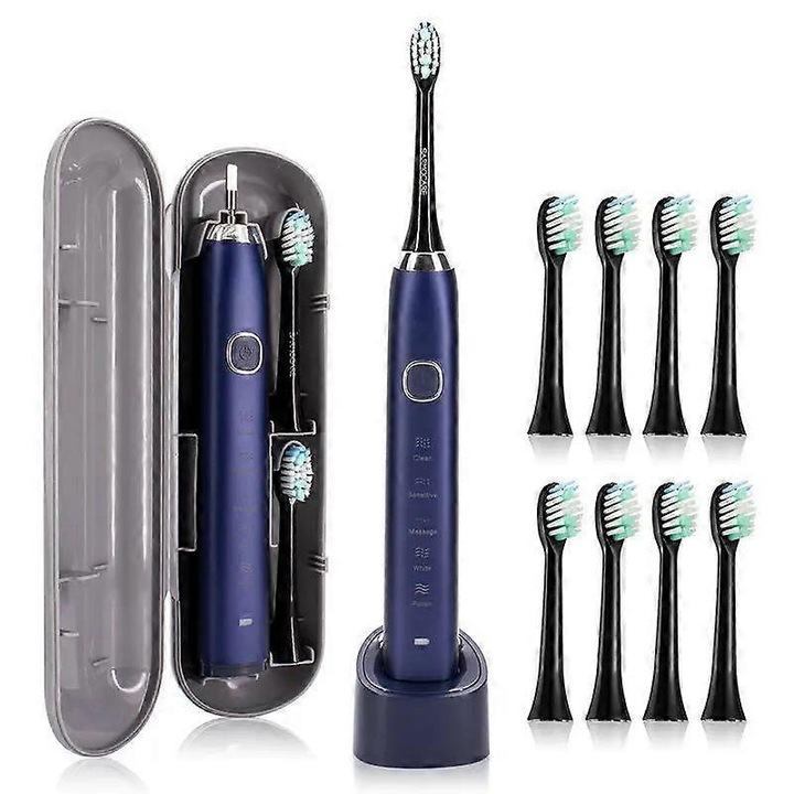 Periuta de dinti electrica Sarmocare S100, 5 moduri de curatare, waterproof IPX7, navy