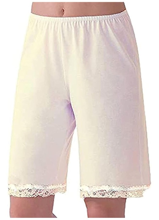 Pijamale dama, pantaloni scurti, talie inalta, bej, dantela si poliester