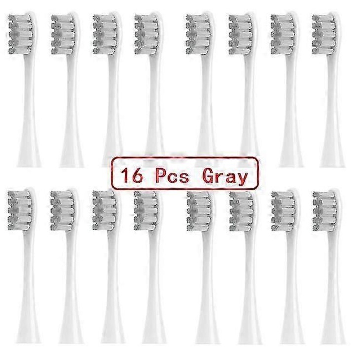 16 db fogkefe fej Oclean X/X Pro/Z1/F1/One/Air 2/SE készülékhez, szürke, DuPont Soft Bristle