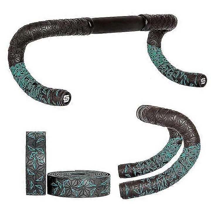 Ghidoline bicicleta set 2 role, doua culori, negru si albastru deschis, 2150mm, 31.1-32.5mm