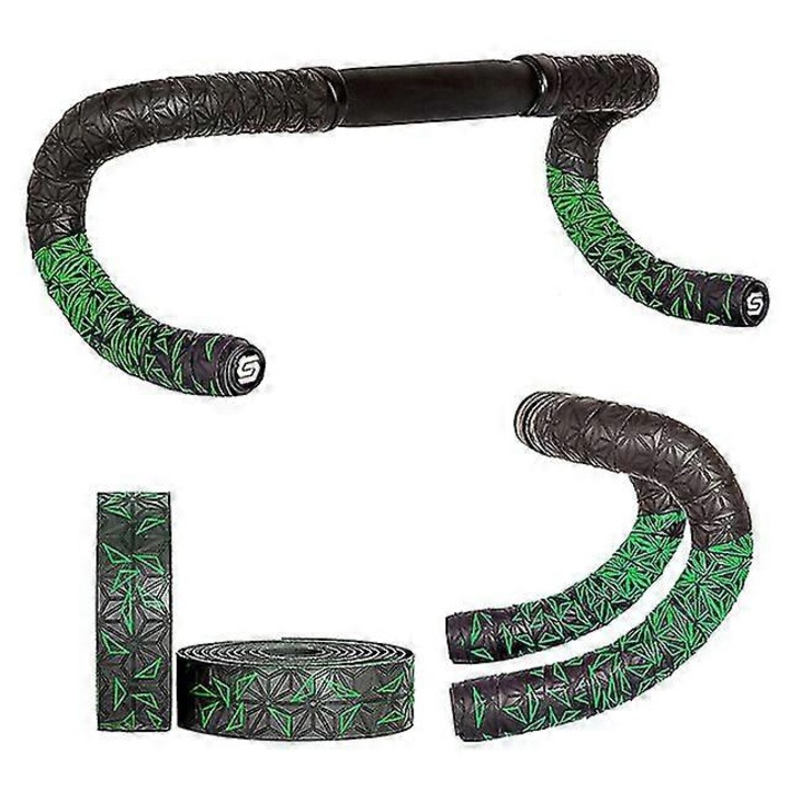 Ghidoline bicicleta set 2 role, negru-verde, 2150mm, 31.1-32.5mm, 401-500mm