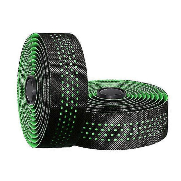 Ghidoline bicicleta set 2 role, negru-verde, 2150mm, material EVA PU, pentru biciclete BMX, montana, de drum