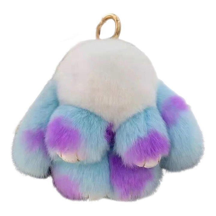 Kulcstartó, műszőrme nyuszi, aranyos design, 10cm, többszínű