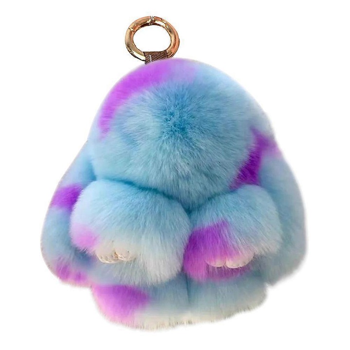 Nyuszi formájú kulcstartó, műszőrme anyagból, 10 cm, többszínű