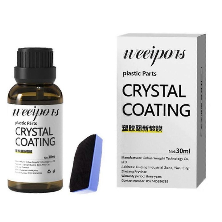 Autó belső műanyag felújító szer, 30ml, szett 1 felújítóval és 1 ecsettel, magas hőmérsékletnek ellenálló, öregedésgátló védelem