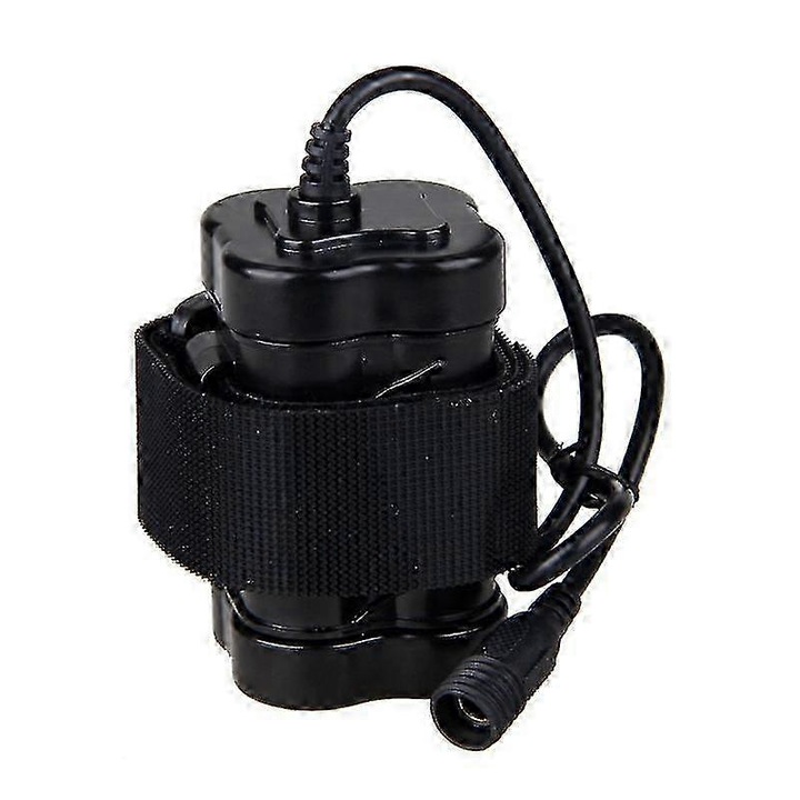 Pachet baterii 8.4V 12000mAh pentru lampa bicicleta, 4 x 18650, negru, 78x46mm