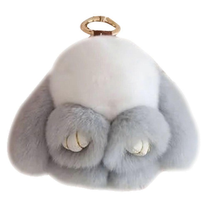 Műszőrme nyúl kulcstartó, aranyos dizájn, 10cm, többszínű