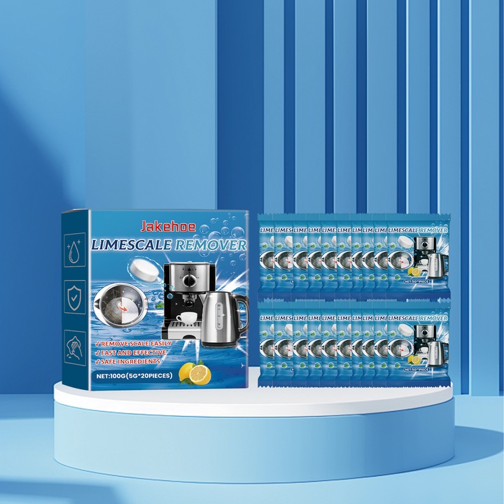 Jakehoe Scale Cleaning Tablet efervescent multifunctional pentru curatarea masinii de cafea, ceasca de ceai, indepartarea petelor de ceai incapatanate, 2 buc
