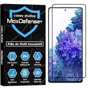 Folie Sticla CASEY STUDIOS™ compatibila cu Samsung Galaxy S20 FE 4G / S20 FE 5G, MaxDefense+, Anti Zgarieturi, Full Glue, Full Cover 3D, Protectie Ecran 3D, Duritate Ridicata, Margini Negre