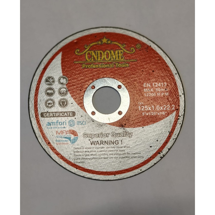 Disc Profesional 125 mm – Certificat EN12413, max 12.200 rpm, taiere la rece, fara bavuri, pentru polizor unghiular, pentru metal/inox