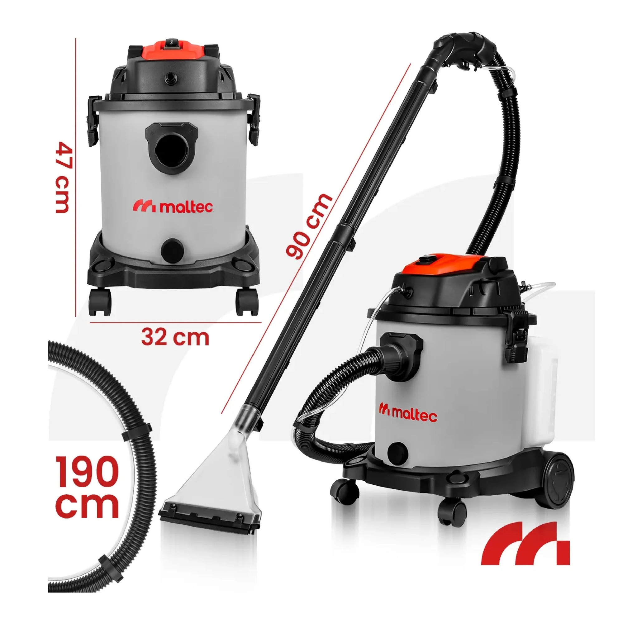 Aspirator pentru tapiterie si covoare MasterWash2200 4 in 1, duza ingusta, 2200 W, MalTec 112707