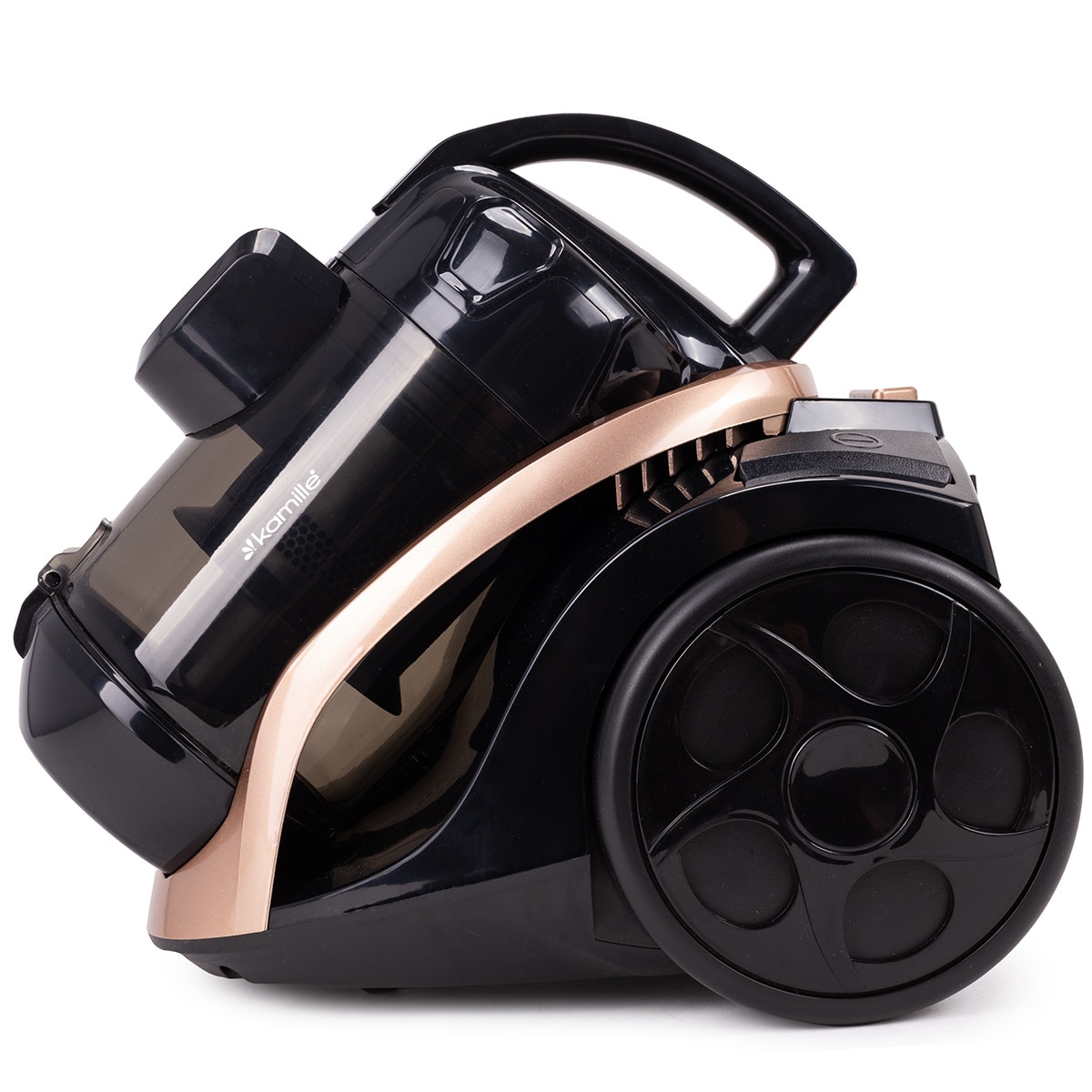 Aspirator cu Fir, Fara Sac KAMILLE, Puterea 800W, Accesorii, Filtru Hepa, Culoare Negru / Auriu