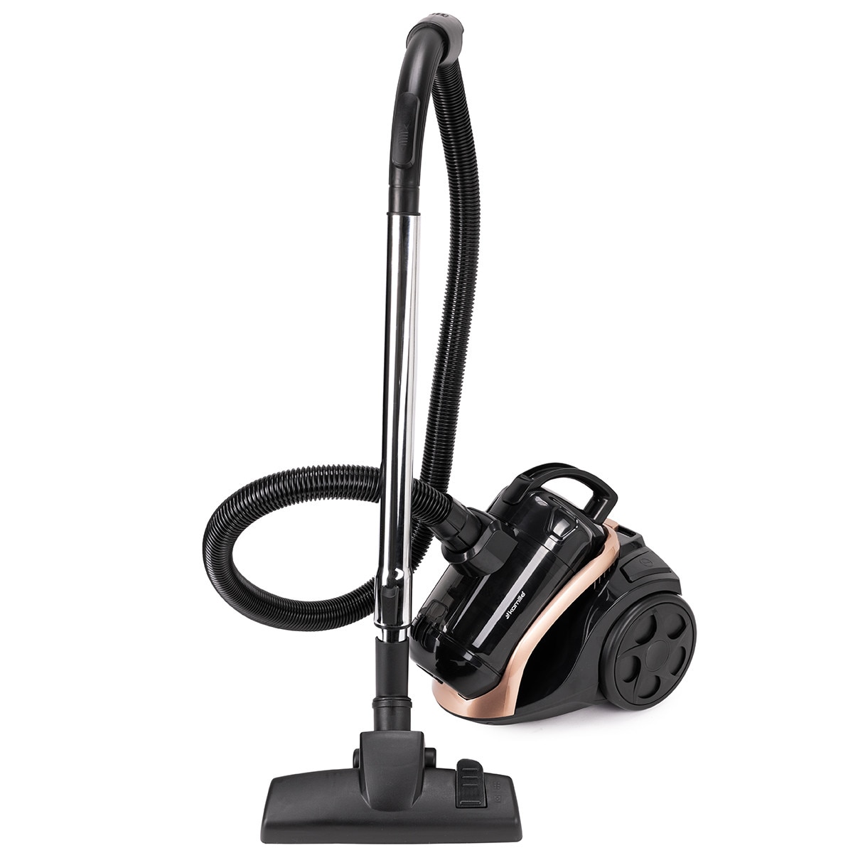 Aspirator cu Fir, Fara Sac KAMILLE, Puterea 800W, Accesorii, Filtru Hepa, Culoare Negru / Auriu