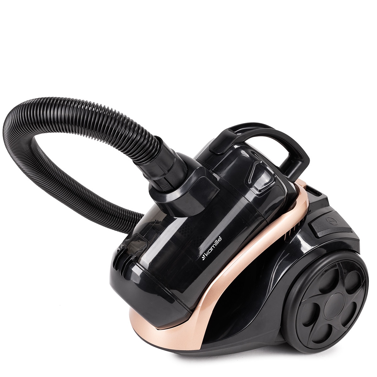 Aspirator cu Fir, Fara Sac KAMILLE, Puterea 800W, Accesorii, Filtru Hepa, Culoare Negru / Auriu