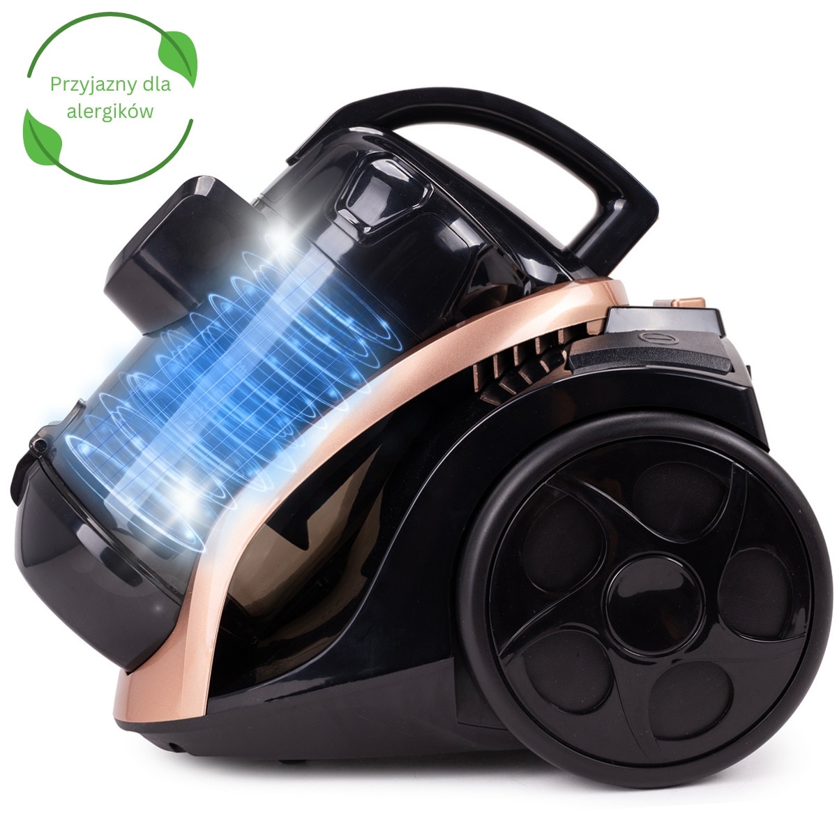 Aspirator cu Fir, Fara Sac KAMILLE, Puterea 800W, Accesorii, Filtru Hepa, Culoare Negru / Auriu