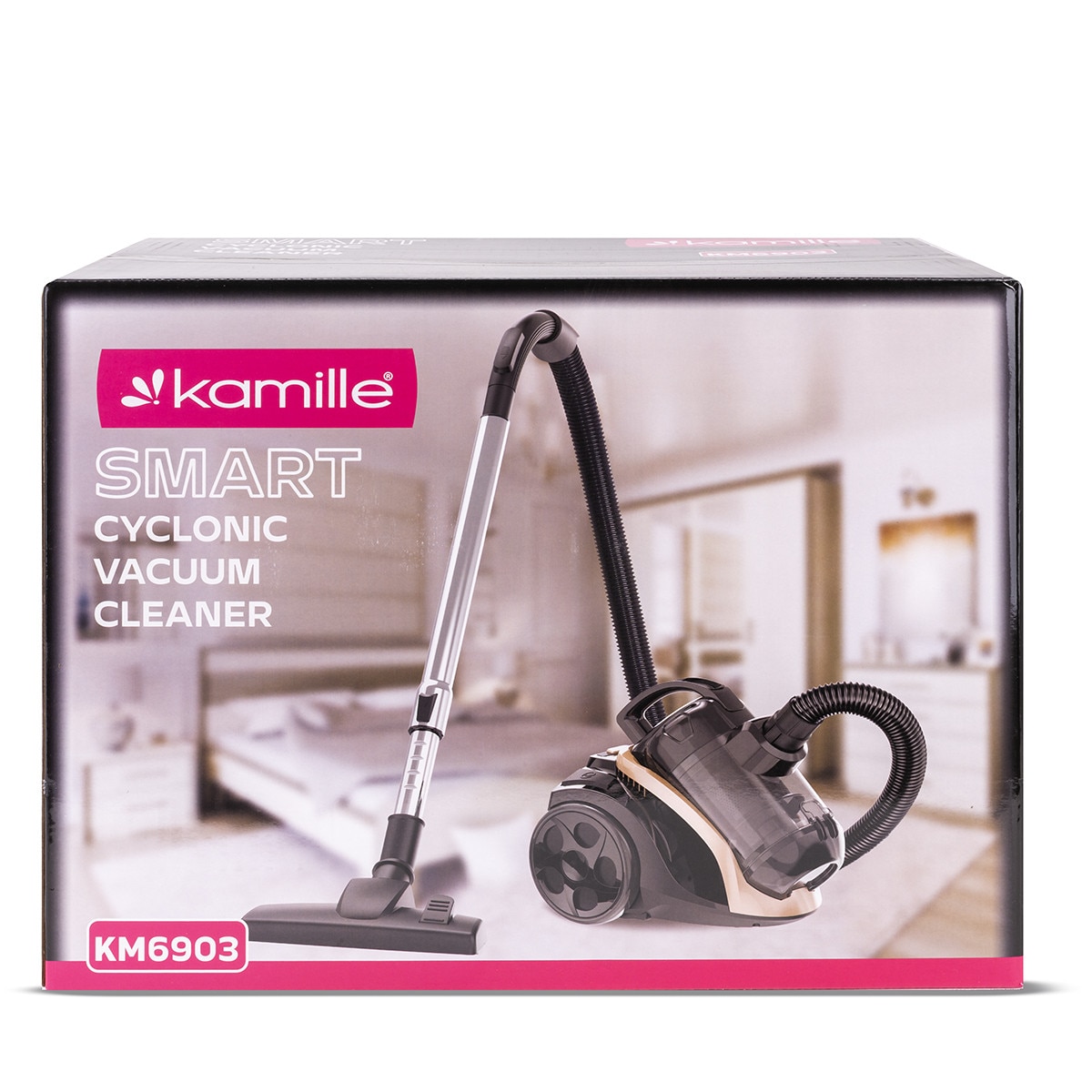 Aspirator cu Fir, Fara Sac KAMILLE, Puterea 800W, Accesorii, Filtru Hepa, Culoare Negru / Auriu