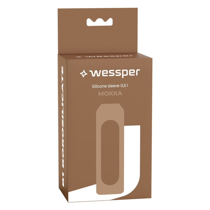 Husa protectie din silicon pentru sticla Wessper B1 de 0,5 l, mokka, fara BPA, antiderapanta