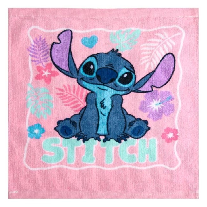 Stitch pamut törölköző 30 x 30 cm lányoknak, imádnivaló mintával
