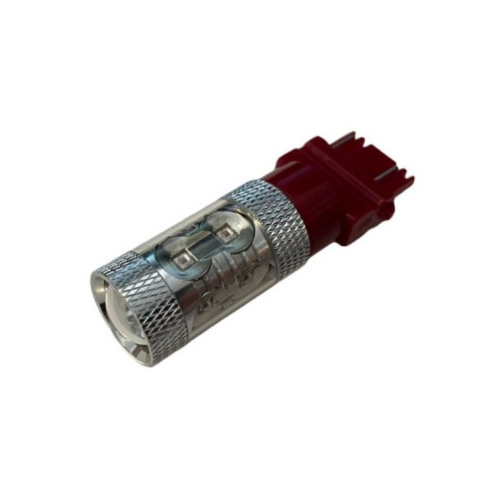 Led Auto Rosu P27/7W, T25, 50W, Canbus, Leduri CREE