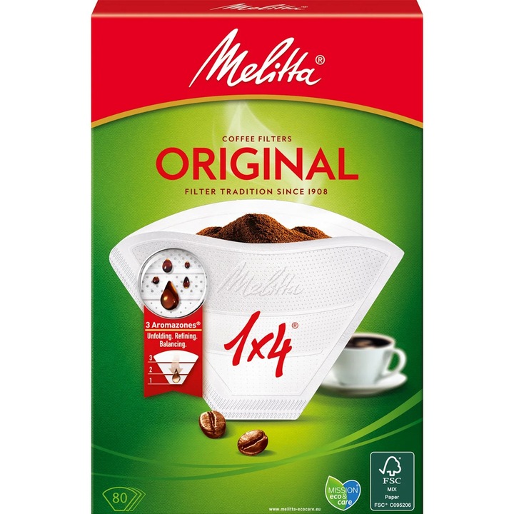 Filtru de cafea Melitta pentru cafetieră, fără fibre reciclate