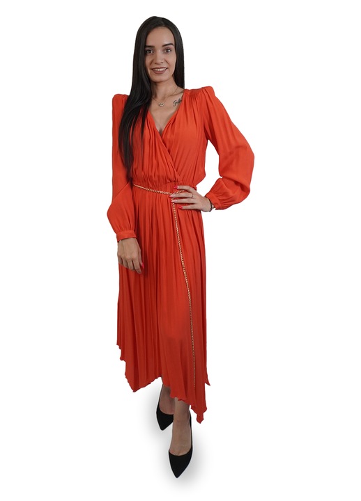 Дамска рокля, размер S, цвят изгорен портокал