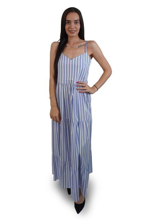 Дамска рокля, размер S, цвят син и бял