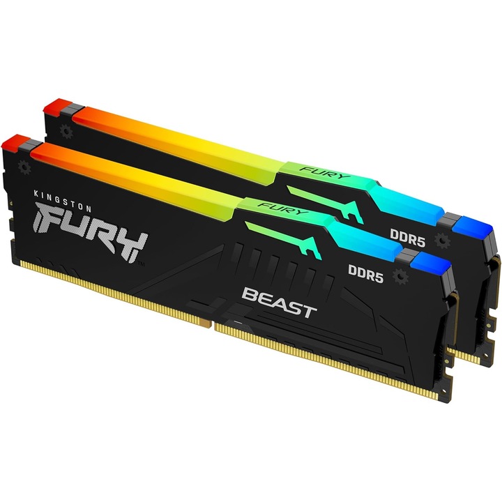 DDR5 RAM memória Kingston FURY Beast RGB 64 GB (2x32 GB) 6000 MHz CL30, 288 tűs DIMM, 1,66 hüvelyk