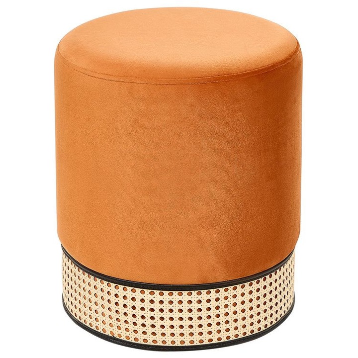 Pouf de depozitare, Beliani, catifea portocalie, rotund, 35x42cm