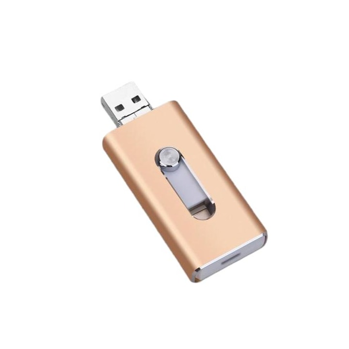 512GB 4 az 1-ben USB meghajtó Y02 - nagy sebességű USB 3.0, Lightning + Type-C / USB-C OTG támogatással telefonokhoz és C típusú / USB-C eszközökhöz, arany