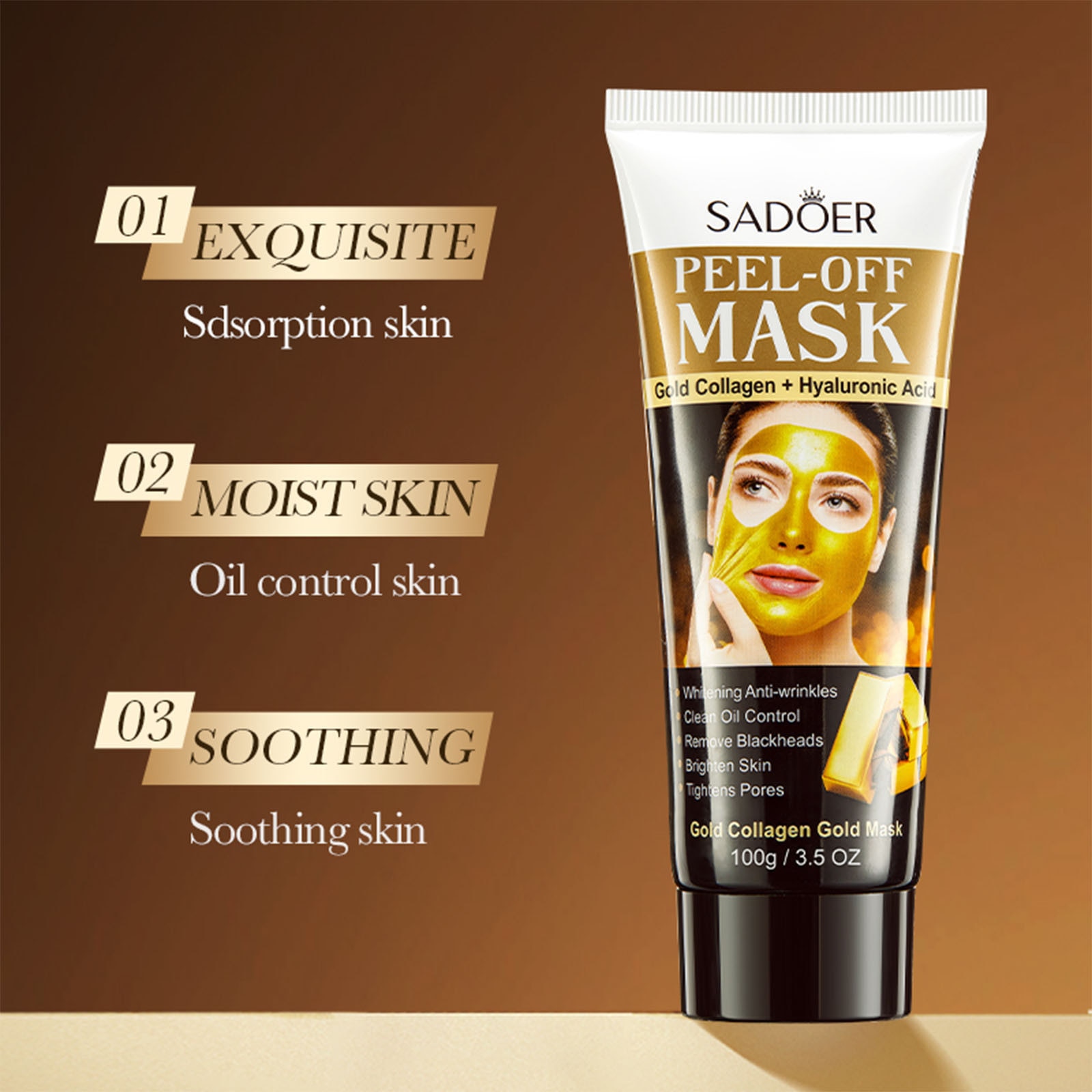 Masca de Fata Gold Collagen cu Decojire - Tratament Anti-Rid si ...