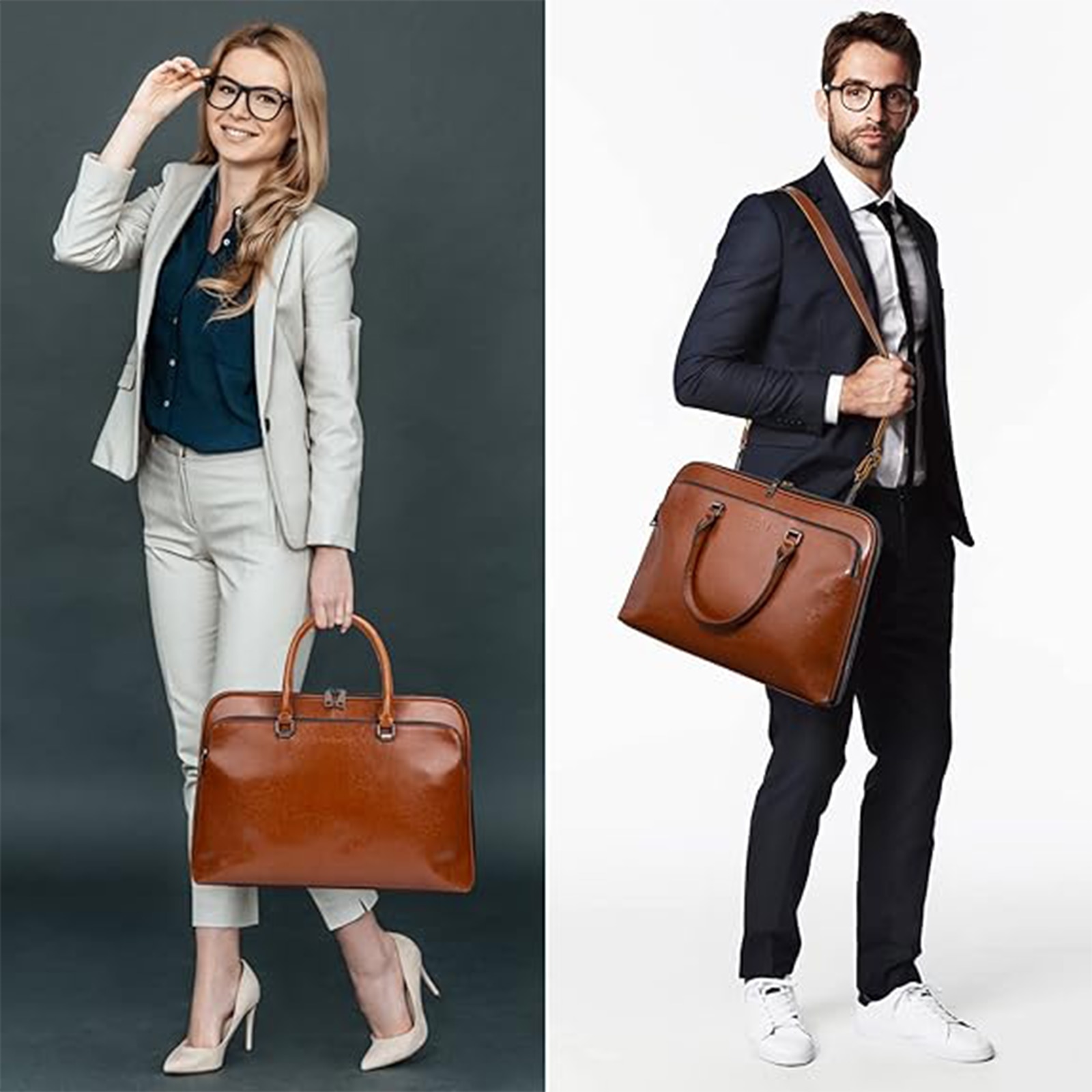 Geanta Messenger din Piele Naturala Maro Vintage pentru Laptop 15.6", Geanta Crossbody Unisex, Geanta Bizness Cu Pasare pentru Valiza