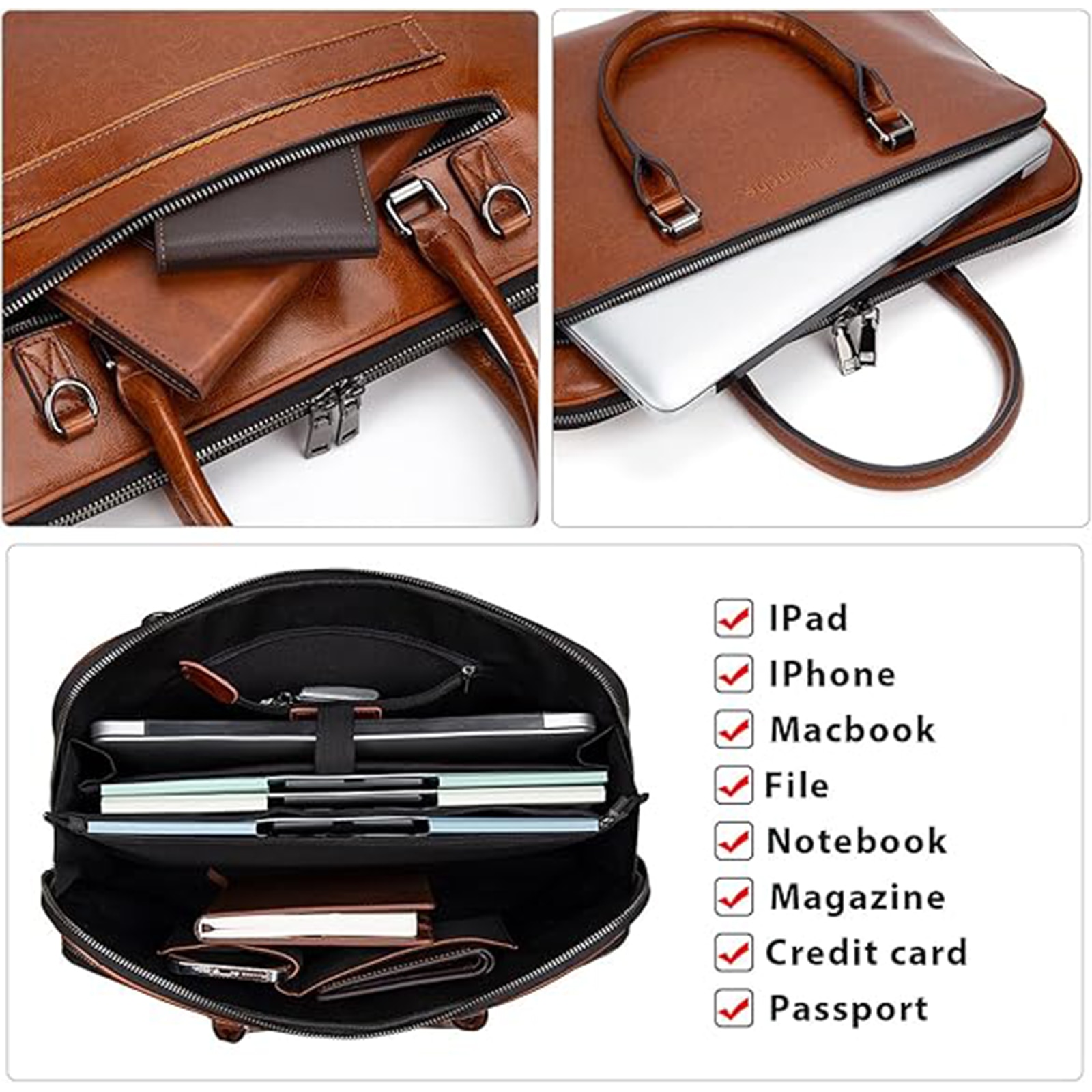 Geanta Messenger din Piele Naturala Maro Vintage pentru Laptop 15.6", Geanta Crossbody Unisex, Geanta Bizness Cu Pasare pentru Valiza