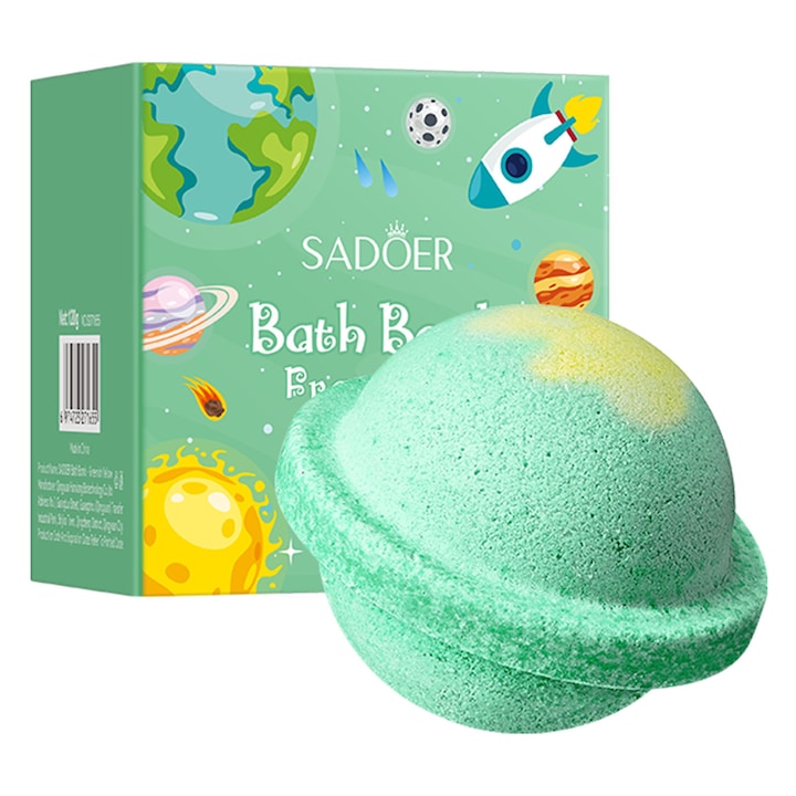 Bomba de baie planetara verde parfumata - Curata si hraneste pielea, pentru pielea aspera, grasa, murdara si miros neplacut - Sulfat de sodiu si acid citric - Experienta de spa acasa