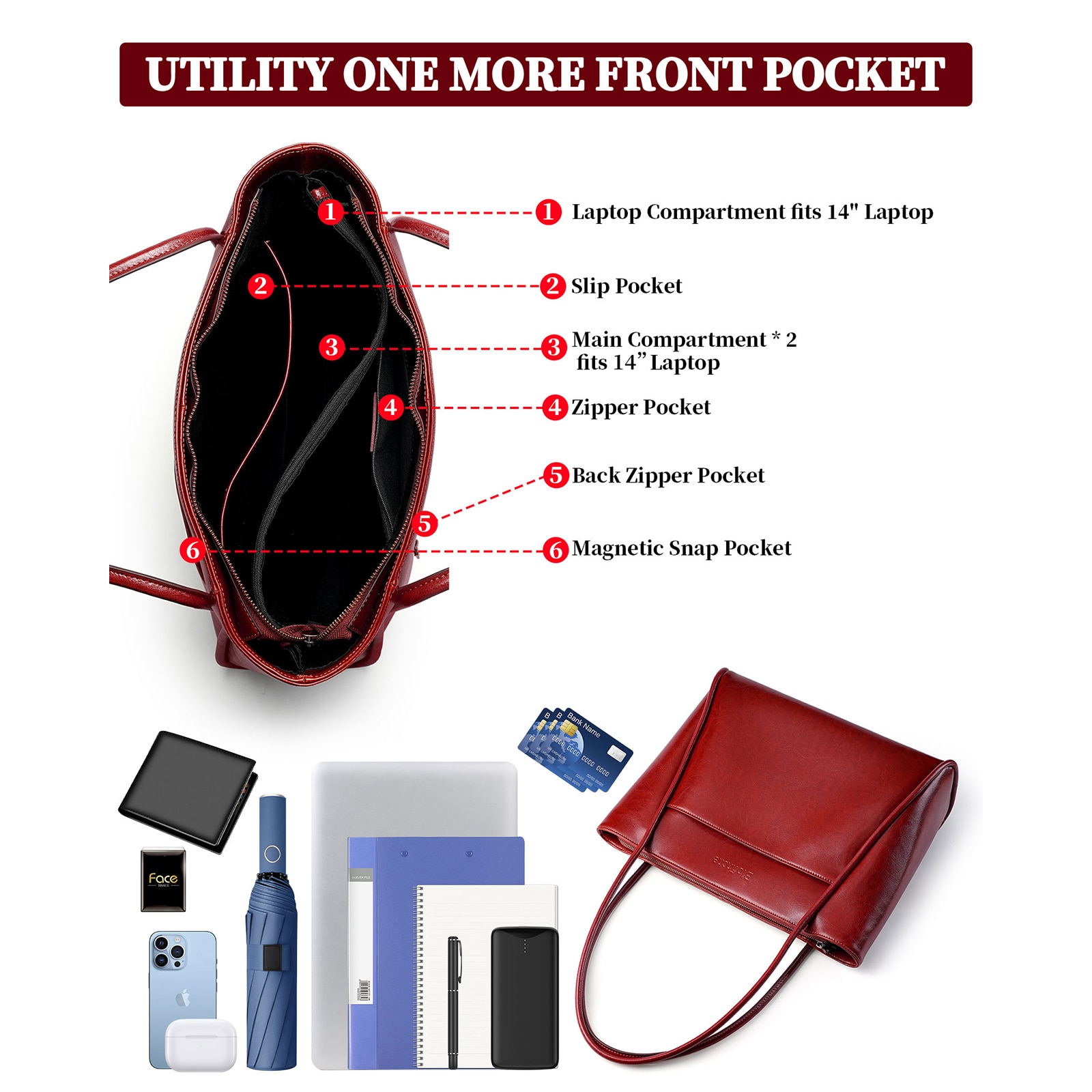 Genta pentru Laptop din Piele Naturala Incaltata, Burgundy Moderna pentru MacBook 13.3", Genta de Serviciu & Cadou Perfect pentru Profesoare