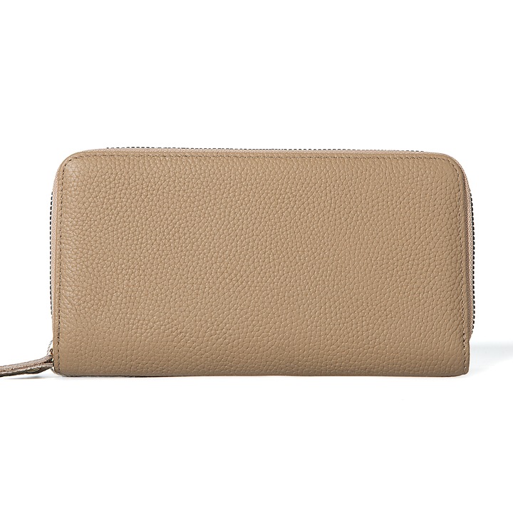 Портфейл от естествена кожа, за Мъже и Жени, 12 слота за Карти, Отделение с цип за монети, Органайзер за Пари, Карти, лична карта, Кафяв