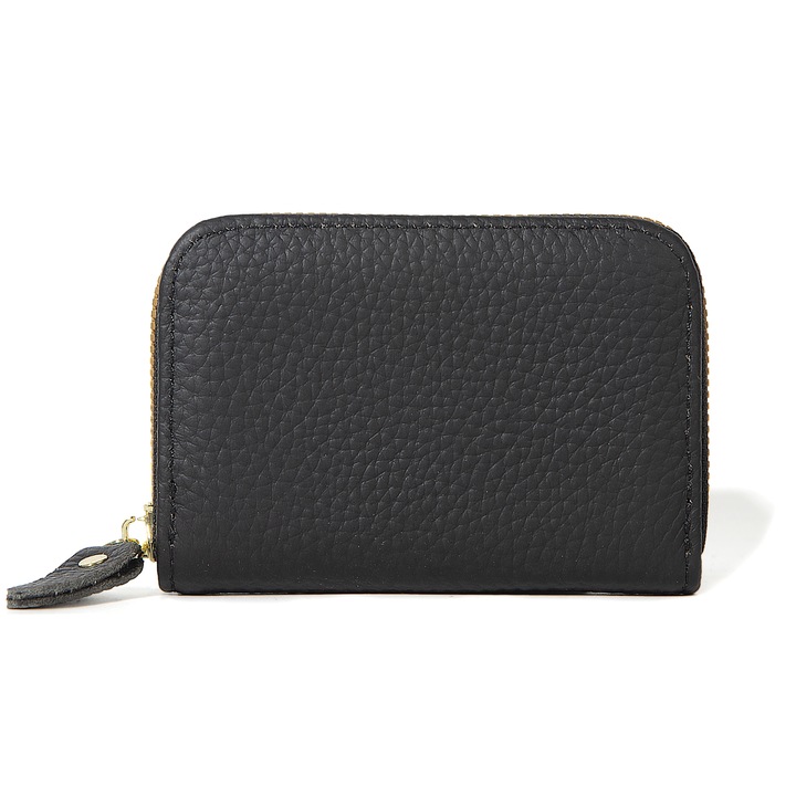 Portcard din Piele Naturala Negru cu Blocare RFID - Portofel Organizator Securizat pentru 11 Carduri, Buletin, Bani | Punga Mini Compacta cu Fermoar pentru Afaceri, Calatorii si Uz Zilnic