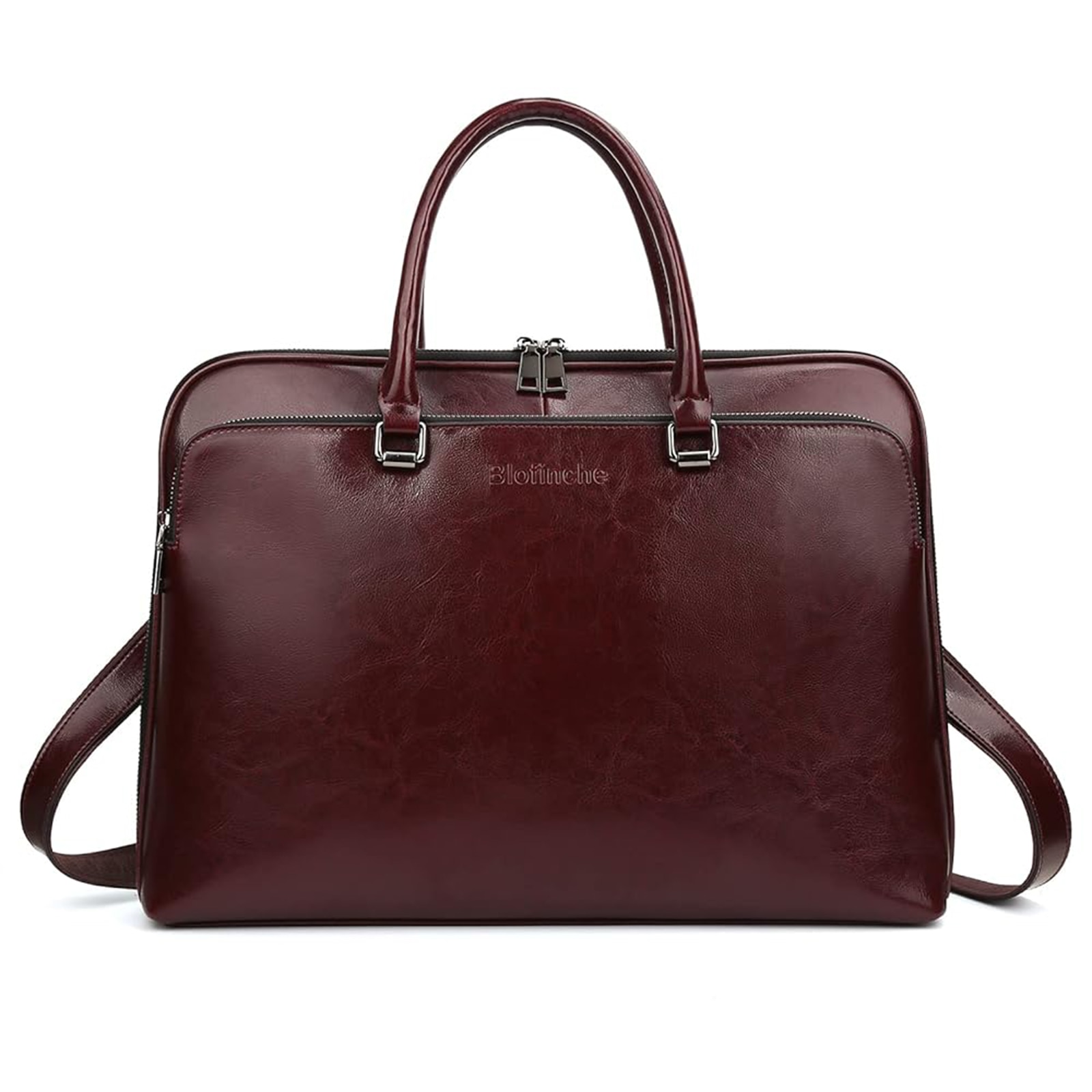 Geanta din Piele Naturala Maro Inchis pentru Laptop 15.6" MacBook, Geanta Eleganta de Birou Unisex, Geanta Crossbody Professionala Cu Multiple Buzunare