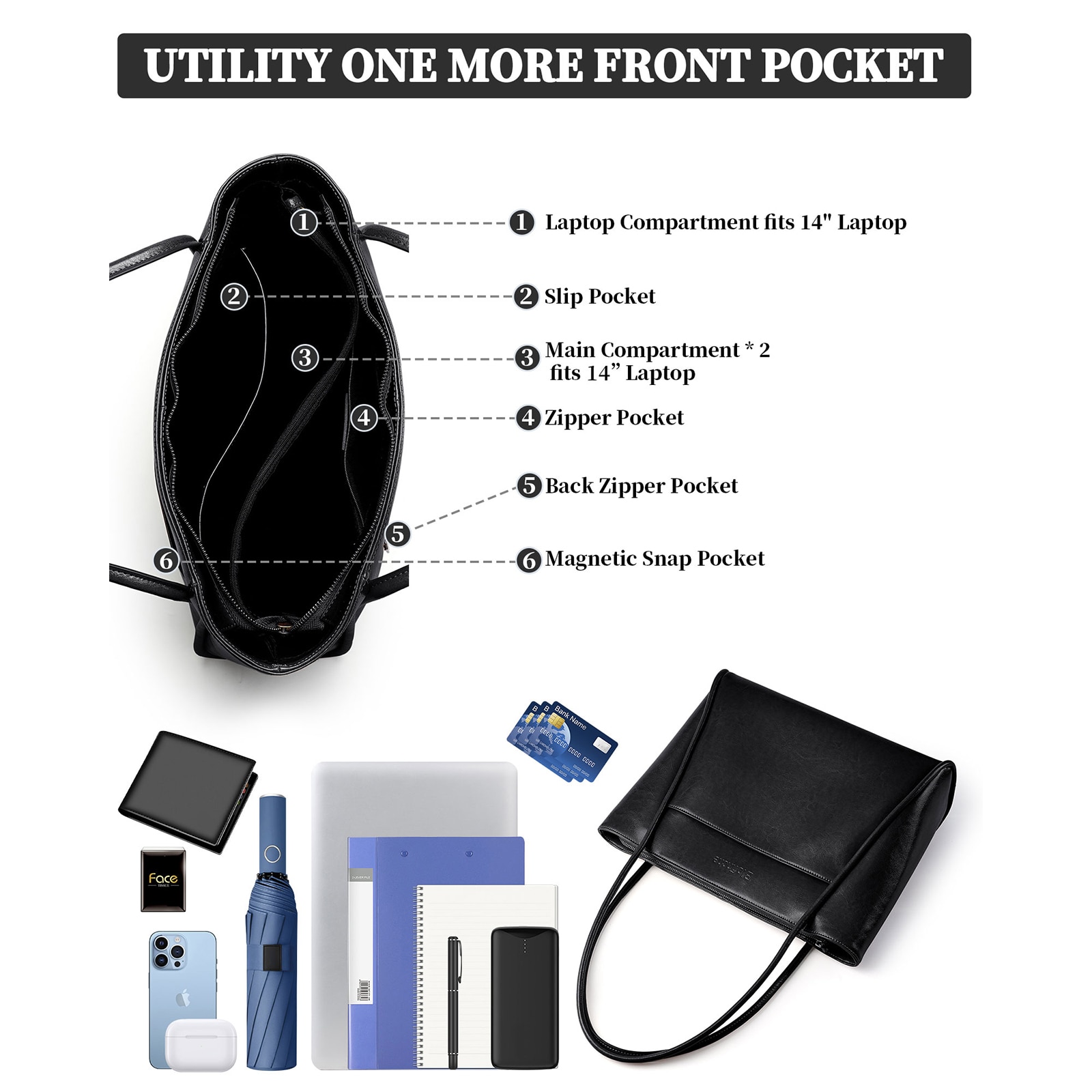 Genta din Piele Naturala, Professionala Neagra pentru Laptop 13.3", Genta de Serviciu din Piele Incaltata & Servieta pentru Naveta