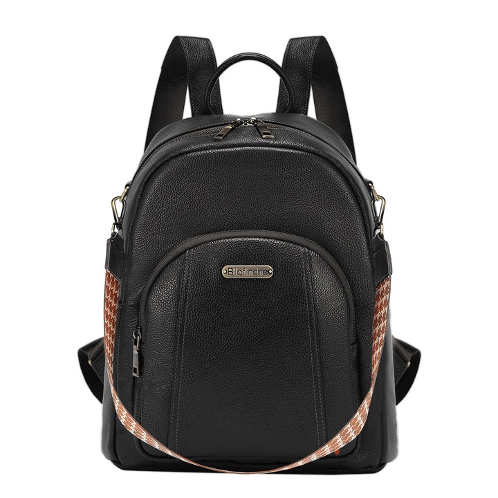 Дамска конвертируема раница от естествена кожа, раница за лаптоп 13 инча, елегантна ежедневна чанта за работа, пътуване, университет, пътувания, идея за подарък - класическо черно