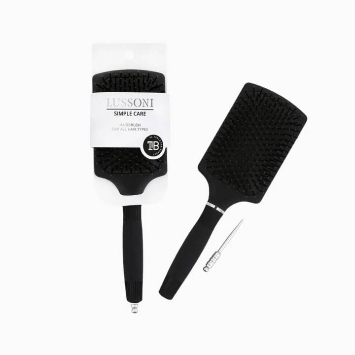 Perie de par Lussoni Simple Care, nylon, cu spicul, pentru toate tipurile de par