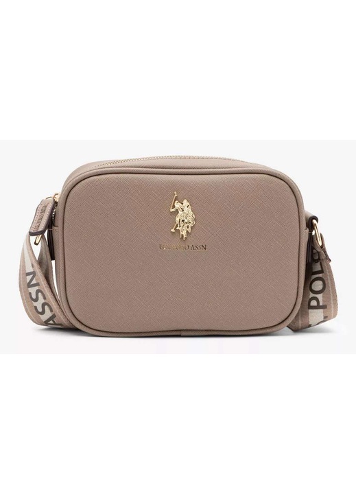 Дамска чанта, U.S. Polo Assn., тип кросбоди CLASSIC, бежова, 21x15x6 см