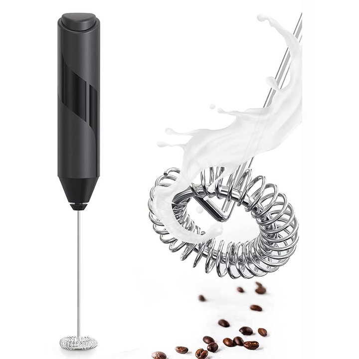 Mixer spuma lapte electric Begler, inox, portabil, cu maner izolat termic