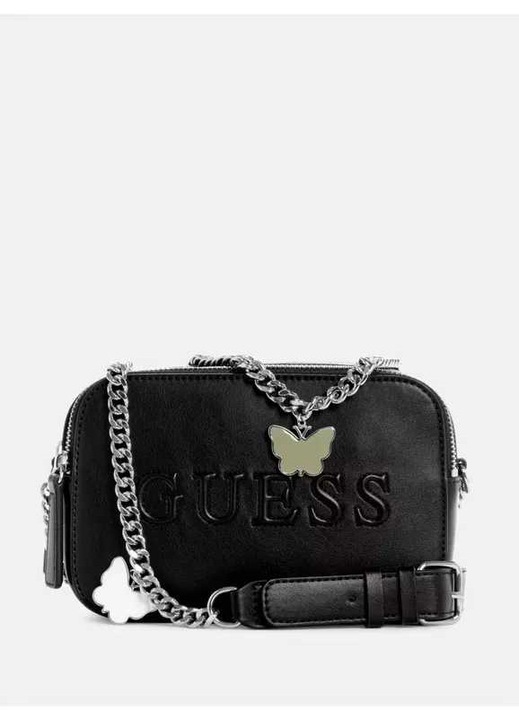 Чанта за рамо GUESS Lilly, черна, изкуствена кожа, 23x13см