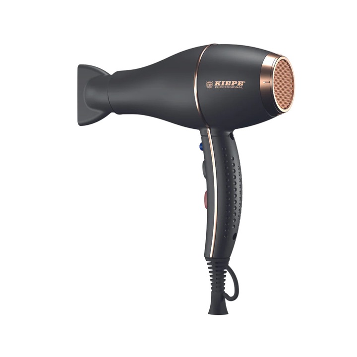 Kiepe Bloom hajszárító, fekete/réz, göndörítő diffúzorral, komplett szett