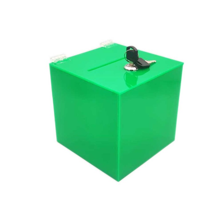 Urna cutie donatii verde 15 x 15 x 15 cm