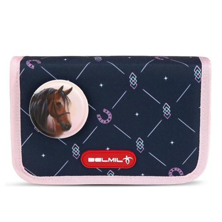 Tolltartó, klapnis, cipzáras, BELMIL "Midnight Gallop", kék, lovak