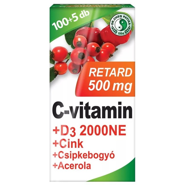 Dr. Chen C-vitamin 500mg + D3 + Cink + Csipkebogyó + Acerola 105db Retard tabl