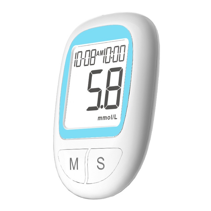 Aparat pentru Masurarea Glicemiei - Fara Necesitate de Programare, Rezultate in 8 Secunde, Memorie 128 Rezultate, Inalta Performanta, Cu SOC si Algoritm MAC Avansat